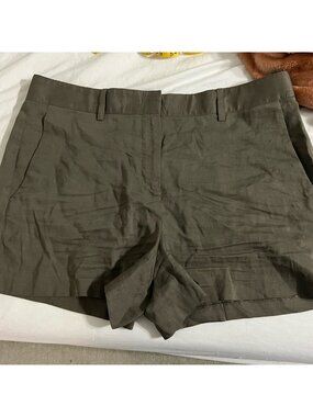 Theory Green Linen Blend Shorts Size 6